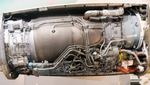 Aircraft engine components in regulated manufacturing system
